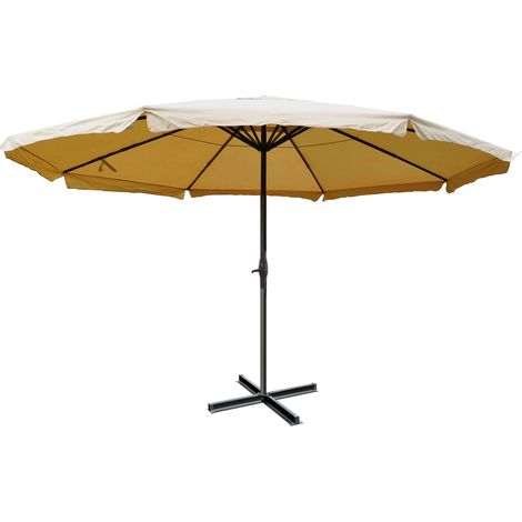 Parasol de restauration avec volant Ø 5m polyester/aluminium 28kg crème sans pied 040003867