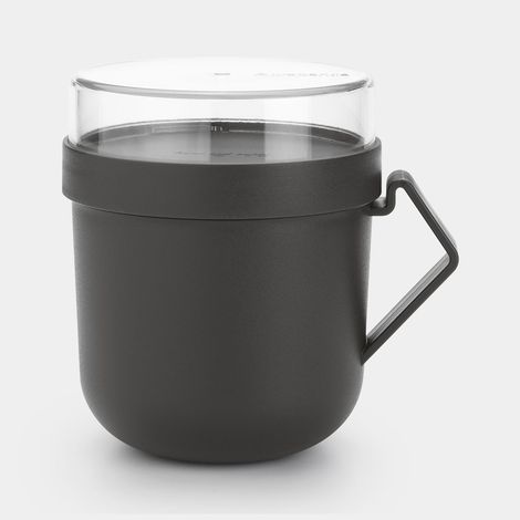 Brabantia - Make & Take Contenitore per Zuppe 0.6L - Scomparto Separato per Condimenti - Ermetico - Ampia Apertura - Adatto per Congelatore - Adatto per Lavastoviglie & nel Microonde - Dark Grey (1/5)