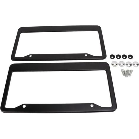 Cadre De Plaque D'immatriculation - Alliage D'aluminium - Noir - Compatible Voitures Americaines Et Canadiennes - 2 Pieces (1/5)