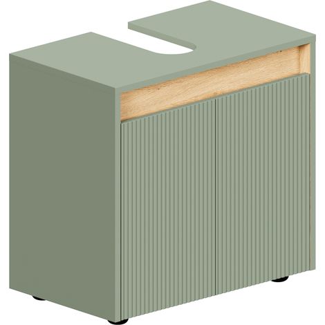 BERNSTEIN - Mobile lavabo da appoggio MDF Verde giada opaco 60x35x54cm (LxPxA) + 2 ante - BELDIVO Verde giada opaco