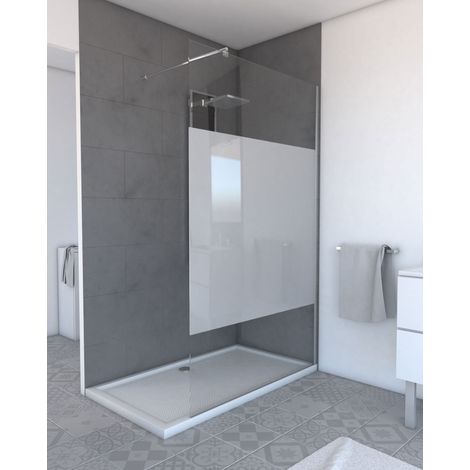 Aurlane – Paroi de douche 120x200cm – Verre trempé 8mm dépoli – Profilé en aluminium chrome – Installation réversible