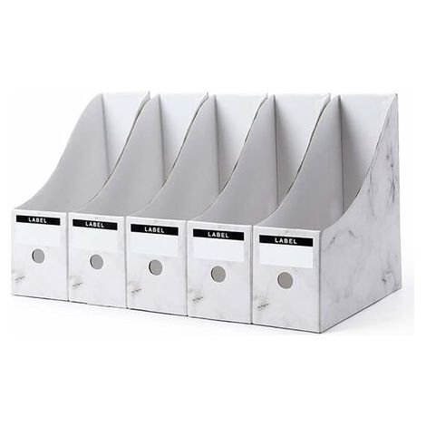 5 Pcs Porte-revues, Fichier Boîte Range-revue pour Rangement Organisateur Document Papier A4 Magazine Livre de Bureau École Maison (Blanc)