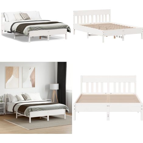 Letto senza Materasso Bianco 120x190 cm Legno Massello di Pino - Letto senza materasso - Letto in pino