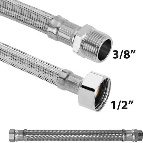 FLESSIBILE IN ACCIAIO INOX M3/8"" X 1/2""F 20 cm