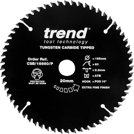 Lame scie circulaire PTFE bois 165 mm, 20 mm alésage, 60 dents TCT (1/5)