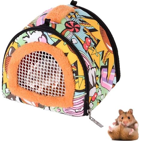 Borsa per il trasporto di criceti - Borsa da viaggio traspirante con cerniera e tracolla - Adatta a ratti, criceti, gerbilli, moscerini e topi (1/5)