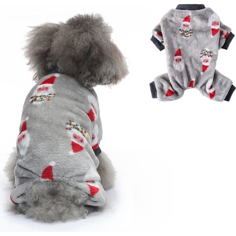 1 pièce Tenue de Noël pour chien et chat, pyjama hivernal en polaire, pull costume festif gris, adapté aux petits chiens mâles et femelles (1/5)