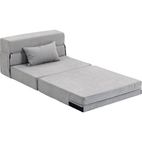 Umwandelbares Bodenschlafsofa - Schaumstoff, Hellgrau, inkl. Kissen