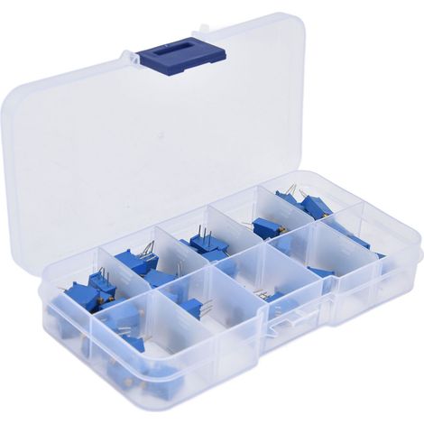 Lot de 50 trimmer potentiomètres en glaze de verre 100Ω à 100KΩ 10 valeurs 315V 3296W boîtier (1/5)