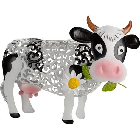 Lampe Solaire - Vache En Résine - Éclairage De Jardin Extérieur Avec LED Changeant De Couleur - Pour Ferme Patio Arrière-Cour - 1 Pièce (1/2)