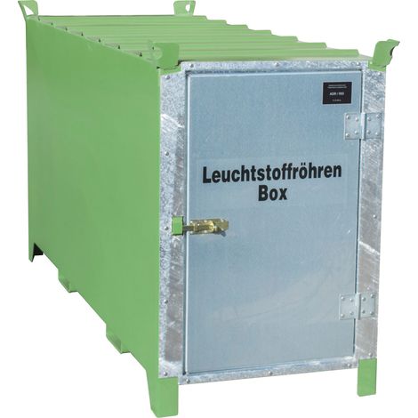 Bauer Leuchtstoffröhren-Box SL 200 nach ADR/RID 1.1.3.10c, Resedagrün mit verzinkter Tür