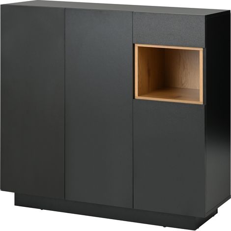 Scarpiera con cassetto, ripiani regolabili e LED, nero e effetto legno (1/5)