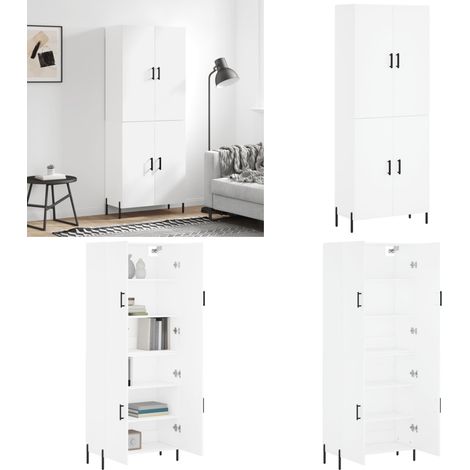 Buffet haut Blanc 69,5x34x180 cm Bois d'ingénierie - Buffet bois d'ingénierie - Rangement (1/5)