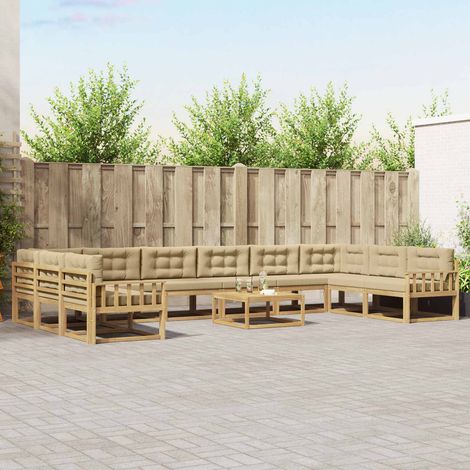 Teenpull – Outdoor-Sofagarnitur 11 Stk. Weiß und Beige (1/5)