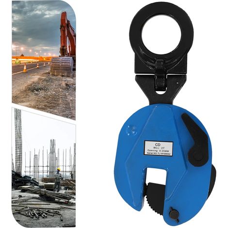 Abrazadera vertical para placas, acero aleado, apertura de mordaza de 0 a 25 mm, apta para placas de 0 a 25 mm de espesor, dispositivo de bloqueo con resorte, peso 2,2 kg. (1/5)