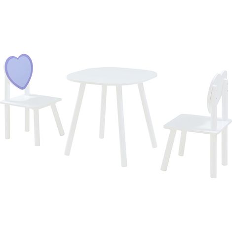 Conjunto de mesa y 2 sillas infantiles blanco y morado 030009452 (1/5)