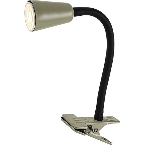 Lampe de bureau moderne noire et kaki avec clip, GU10 7W, Aldo Rabalux (1/5)