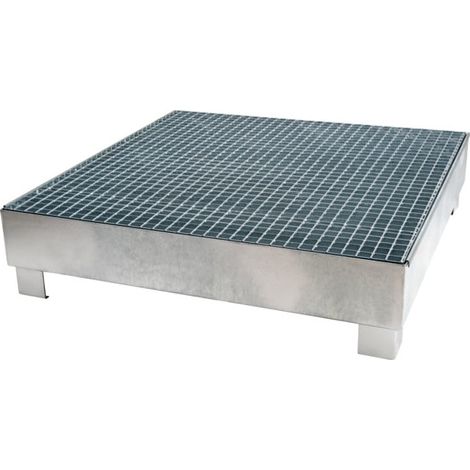 Bac de rétention galvanisé STIER pour 4 fûts de 200 litres, 1 200x1 200x290 mm (1/5)