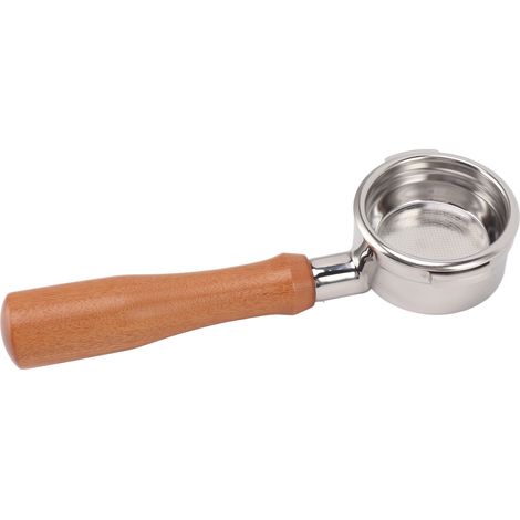 Porte-filtre à café 58 mm sans fond, en acier inoxydable, amovible, résistant à la chaleur, haute compatibilité, facile à nettoyer, 2 oreilles, pour Breville 9 E, en bois de rose massif (1/5)