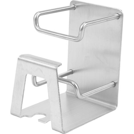 Ensemble d'accessoires de salle de bain comprenant un porte-brosse à dents mural en acier inoxydable, une tasse et un dentifrice. (1/4)