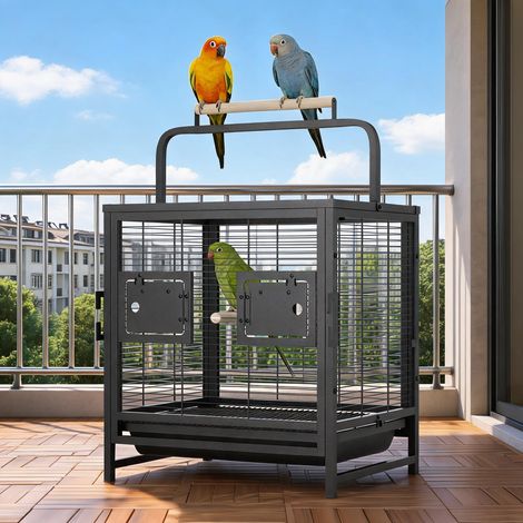 Cage de transport pour petits oiseaux 65 cm – Portable avec poignée et plateau – Idéale pour perruches, perroquets, cockatiels, canaris, inséparables, pigeons – Pratique et sécurisée – Birdcage No. 19 (1/5)