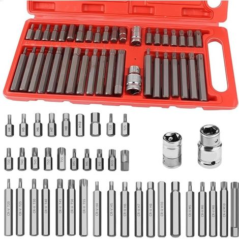 40 Pieces Hex Socket Torx Kit, Torx Male Socket with Case, Drive Adapter 3/8 1/2 Inch, for Automotive Repair (1/5)