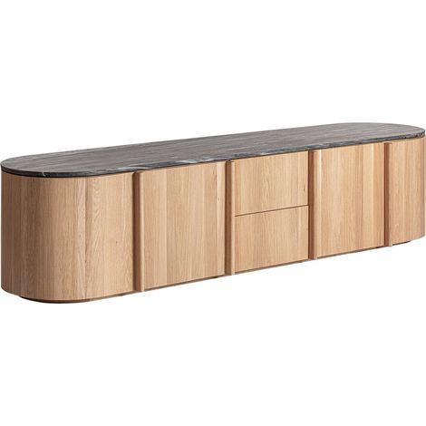 Buffet contemporain en chêne et marbre - chêne clair et marbre noir (1/5)