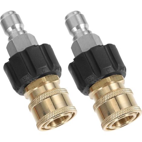 Raccords Rapides en Laiton 3/8 Pouces M22 pour Nettoyeur Haute Pression – Kit 2 Pièces Connecteurs Mâle et Femelle en Acier Inoxydable – Étanchéité Optimale pour Nettoyage (1/5)
