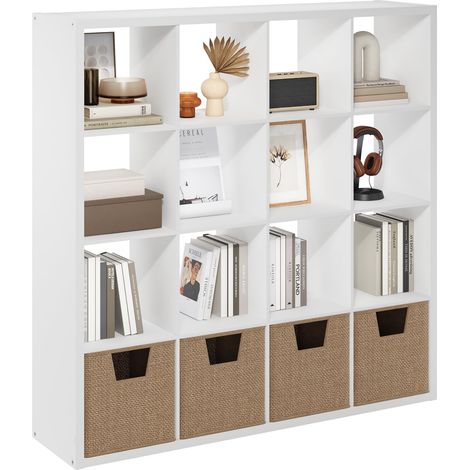 Bibliothèque, Étagère À 16 Cubes avec Structure Épaisse, Bibliothèque Réversible À Dos Ouvert, 14,6 X 57,8 X 58 Cm, pour Salon, Chambre, Bureau, Blanc. (1/5)