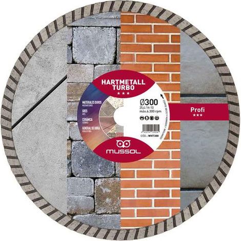 Disco diamante hartmetall turbo 300mm eje 25.4mm MUSSOL