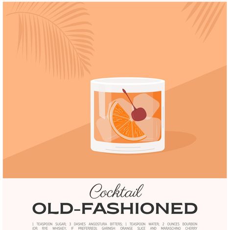 Tableau sur toile cocktail Old-Fashioned 30x30 cm - Impression sur Toile Murale Décorative - Image imprimée en HD sur Toile - Toile sur Châssis en Bois FSC - Fabriqué en France (1/5)