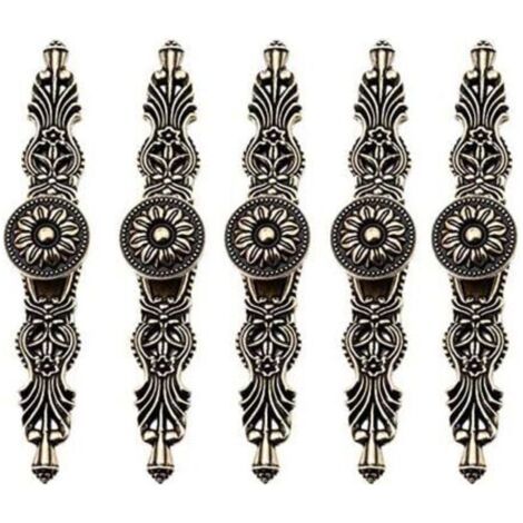 Lot de 5 Poignées de porte pour Placards Style Vintage Rétro Bouton de meuble Couleur Bronze pour Ancien Rétro Meuble Bibliothèque Commode Armoire Tiroir