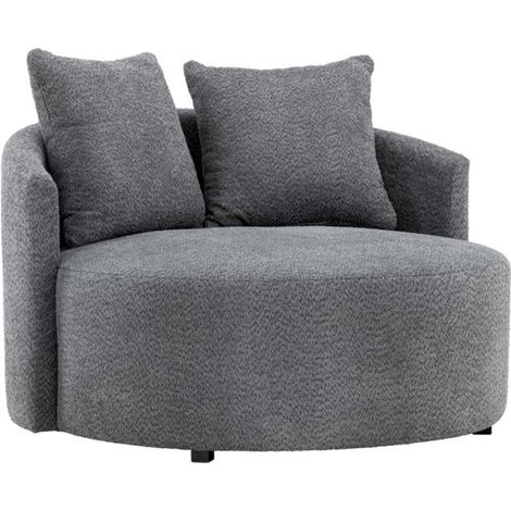 Fauteuil Rond Tissu Polaire "Kelso" 118cm Gris (1/5)