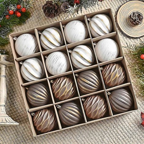 Boules décoratives de Noël en laiton imitation, lot de 16, en forme de sapin, pendentif décoratif WUD8374 (1/4)