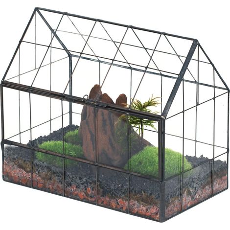 Terrarium en Verre à Ouverture Frontale, Jardinière géométrique fermée en Forme de Maison pour Plantes, Décoration de Table d'intérieur, Serre Vintage (1/5)