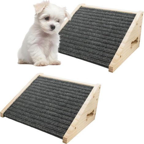 2 Pack Solid Wood Pet Ramps with Non-Slip Felt Coating for Dogs, Grip Surface for Puppies, Stair Ramps for Injured Dogs 30 x 25 x 15 cm (1/5)
