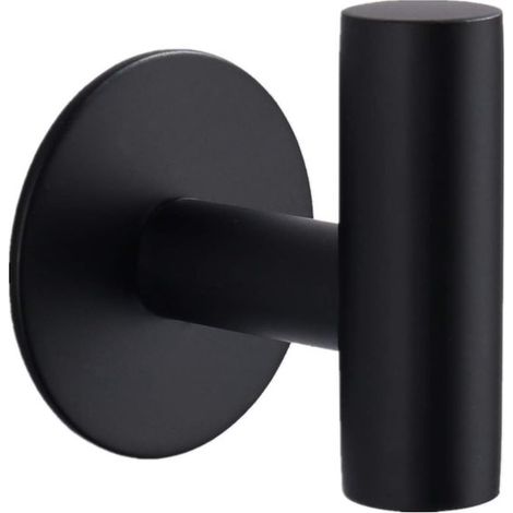 2er-Pack Handtuchhaken – Selbstklebende Haken – Robuste Edelstahl-Wandhaken zum Aufhängen von Mänteln, Hüten, Handtüchern und Bademänteln, Schwarz (1/5)
