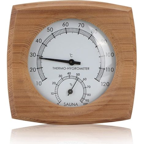 CCYKXA Saunathermometer und -hygrometer aus Holz, Saunathermometer und -hygrometer für den Innenbereich, Saunathermometer, digitale Saunathermometer, 10 °C bis 120 °C, 13 x 13,5 cm (1/5)