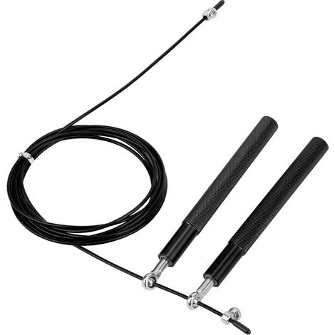 Corde à sauter pour adulte en alliage d'aluminium, fil d'acier, roulements, équipement de fitness et de sport, noir (1/5)