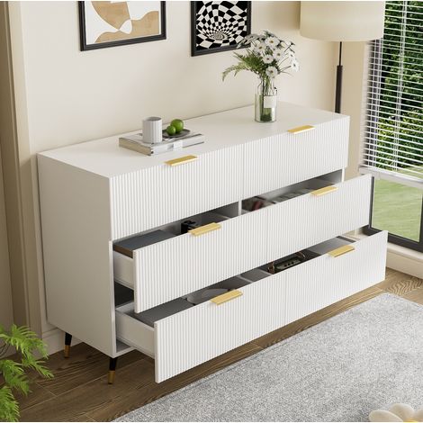 Aparador salón con 6 cajones y estilo moderno blanco OKMYHOME (1/5)