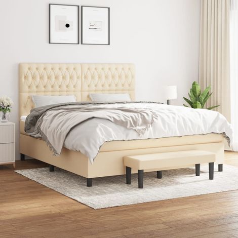Boxspringbett mit Matratze Creme 180x200 cm Stoff (1/5)
