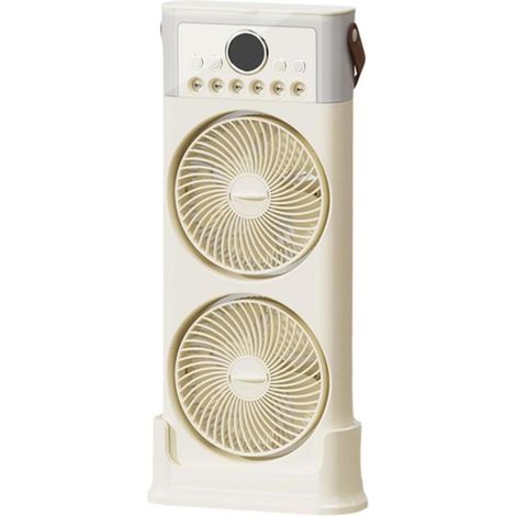 Humidificador de sobremesa con doble ventilador, apto para uso doméstico, de oficina y en exteriores (beige), recargable, 3600 mAh. (1/5)