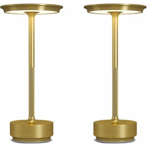 Lot de 2 lampes de table sans fil rechargeables, lampe de table LED portable 5000 mAh, lampe de table à intensité variable (Or) (1/5)