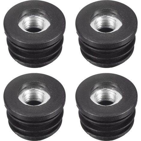[NEVER USED] inserts for round tubes with M8 thread, round black plastic cap, castor insert, chair end caps, furniture foot cap
