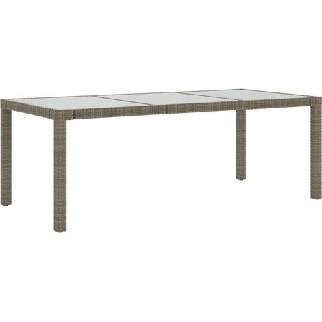 Maison Exclusive - Tavolo Giardino Grigio 190x90x75 cm Vetro Temperato Polyrattan