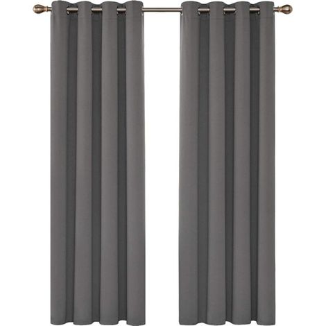 Rideaux Occultants Isolant Thermique, Rideaux pour Salon et Chambre, Design Moderne à Oeillets, 132x160 CM (Largeur x Hauteur), Gris Clair, 2 Pièces