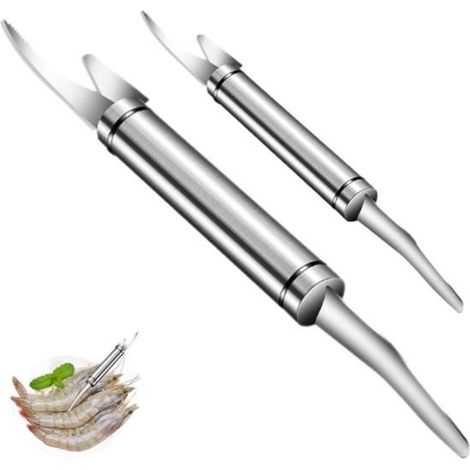 2 Pièces Couteau De Ligne De Crevettes 5 En 1 Multifonctionnel Couteau À Crevettes En Acier Inoxydable Éplucheur De Crevettes (1/4)