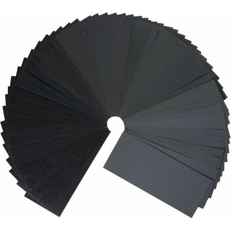 JKWG Lot de 45 Papier de Verre,Papier Sec à l'Eau 80 120 150 180 240 320 400 600 800 1000 1200 1500 2000 2500 3000 3 Feuilles/Grain, 9 x 3,6 Pouces (1/5)