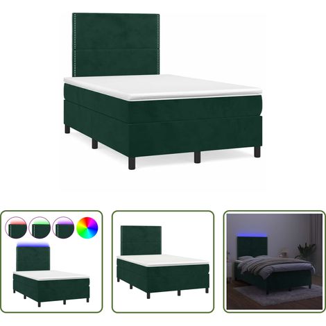 Matelas LED - Sommier à lattes de lit avec matelas LED vert foncé 120x190 cm (1/5)