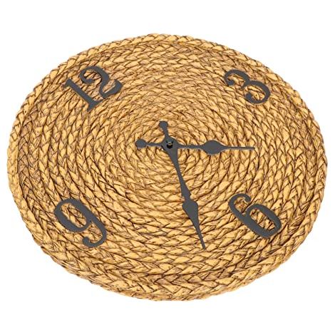 Horloge Murale Extérieure Vintage Imitation Rotin 12 Pouces en Résine (1/5)